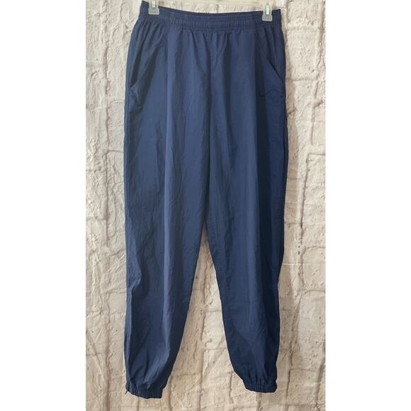 90s Nike Wind Track Pants Blue Mens L Unlined Ankle Zip Embroidered Logo - Picture 1 of 8